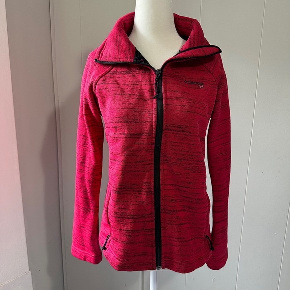 Columbia Jackets & Blazers - Columbia Full Zip Fleece Jacket Women's Medium Pink Black Heathered Outdoor